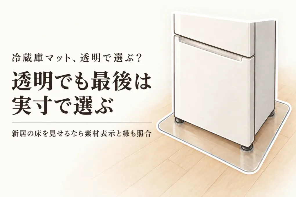 楽天でレビュー数が多い透明ポリカーボネート冷蔵庫マット4選｜新居で床を見せるサイズ表・縁・素材表示